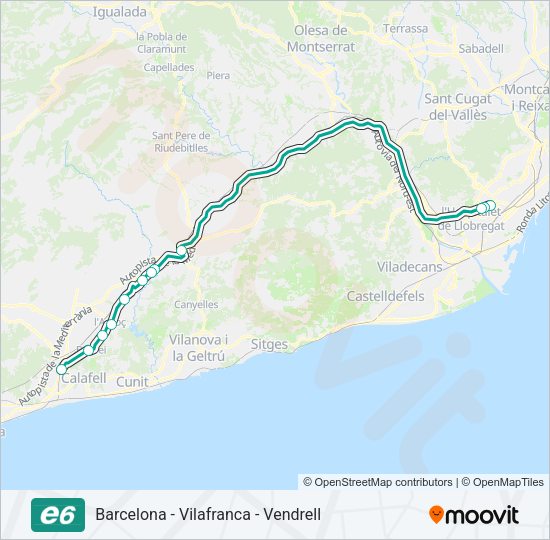 E6 Bus Line Map