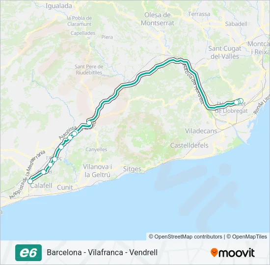 E6 Bus Line Map