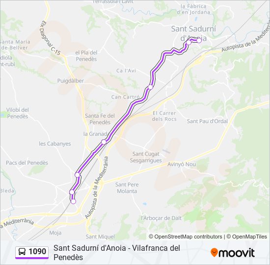 1090 bus Mapa de línia