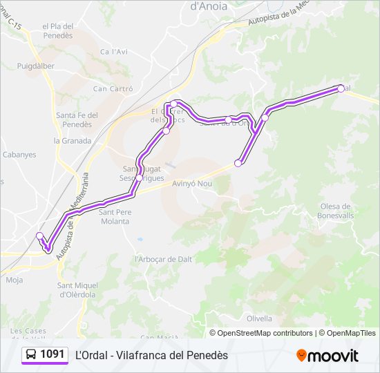 1091 bus Mapa de línia