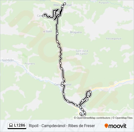 Mapa de L1286 de autobús