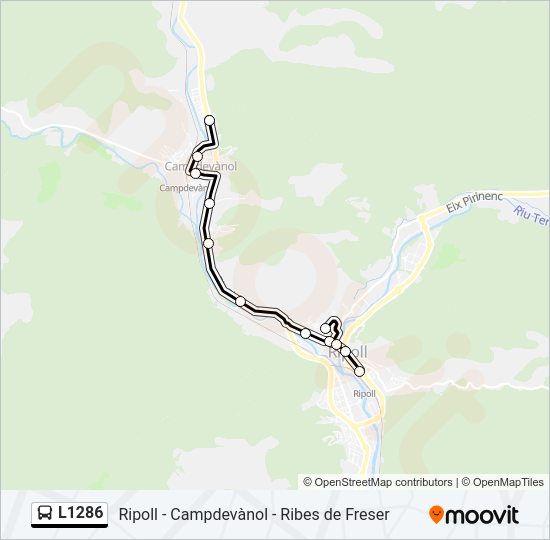 Mapa de L1286 de autobús
