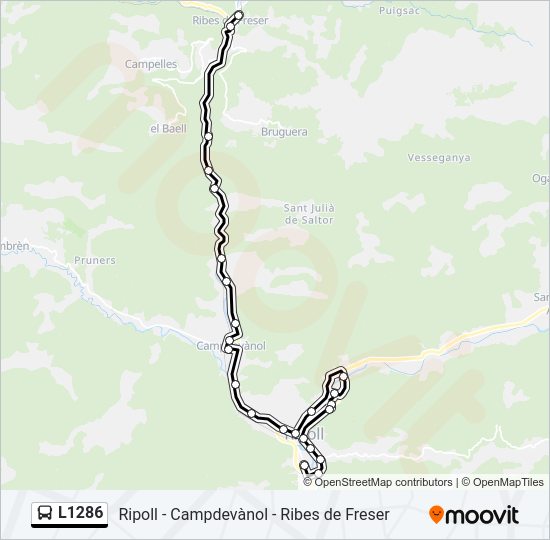 Mapa de L1286 de autobús