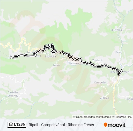 Mapa de L1286 de autobús