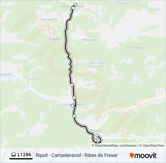 Mapa de L1286 de autobús