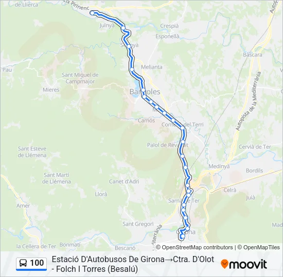 100 Bus Line Map