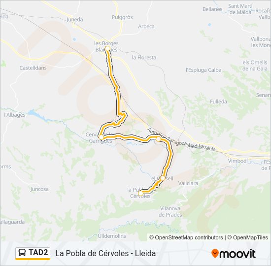 Mapa de TAD2 de autobús