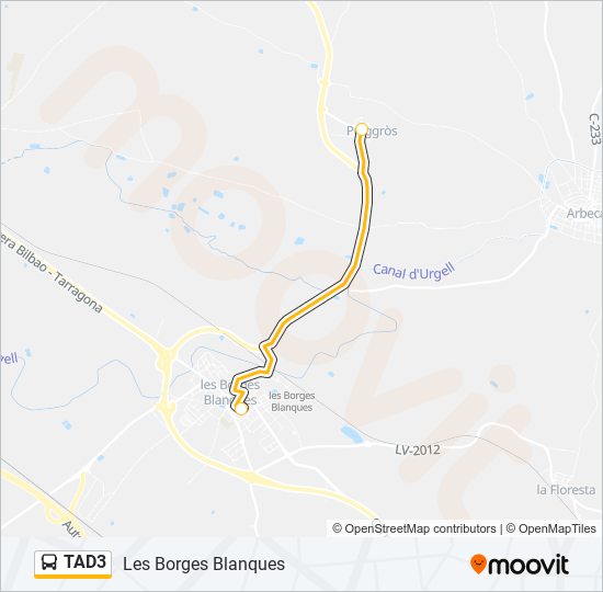 TAD3 bus Mapa de línia