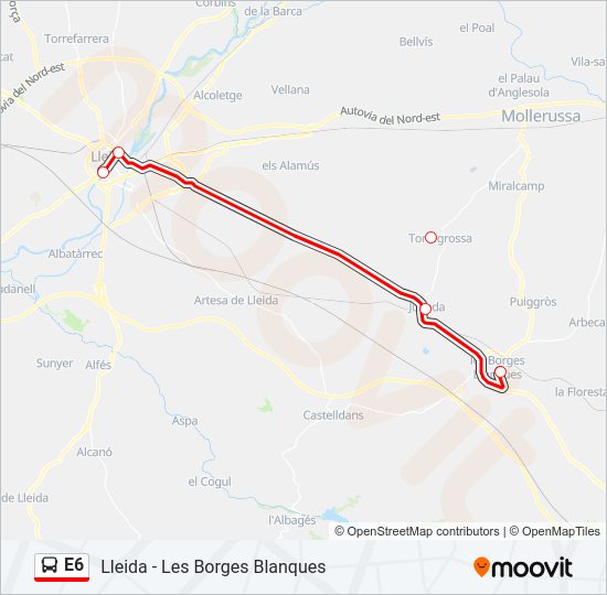 E6 Bus Line Map