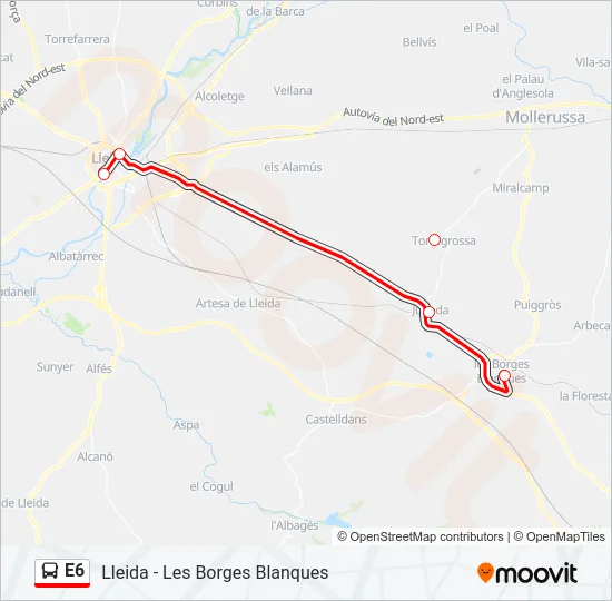 E6 Bus Line Map