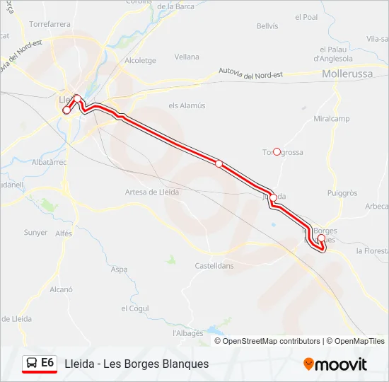 E6 Bus Line Map
