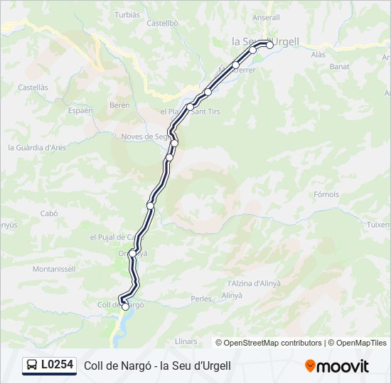 Mapa de L0254 de autobús