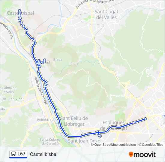 L67 Bus Line Map
