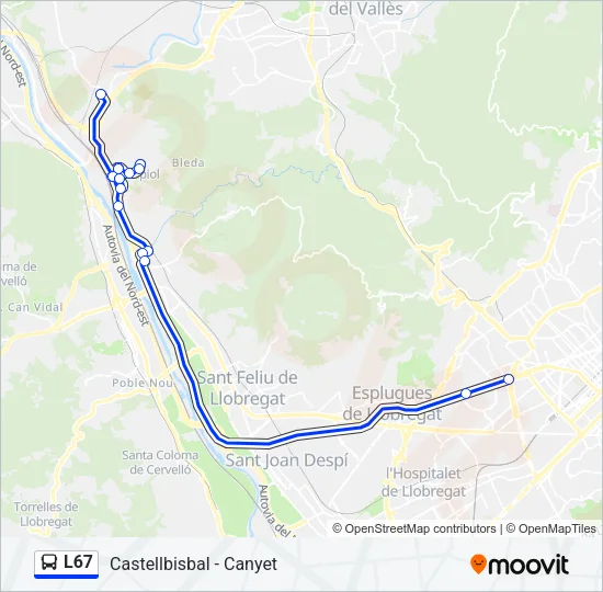 L67 Bus Line Map