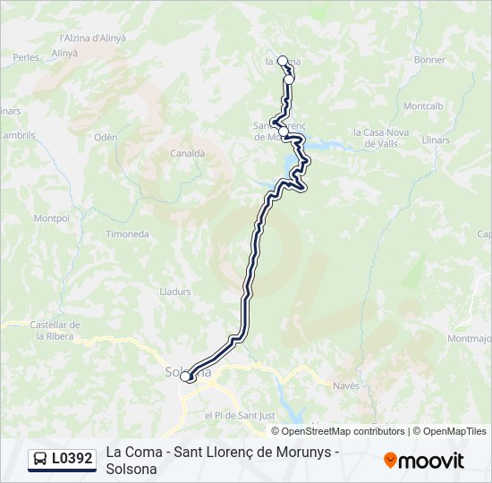 Mapa de L0392 de autobús