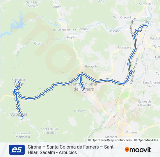 E5 Bus Line Map