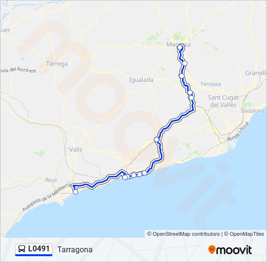 Mapa de L0491 de autobús