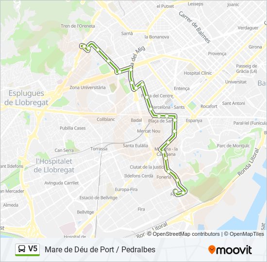 Mapa de V5 de autobús