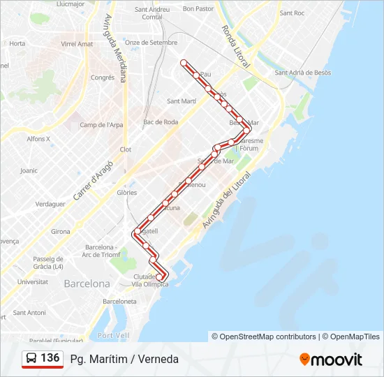 136 Bus Line Map