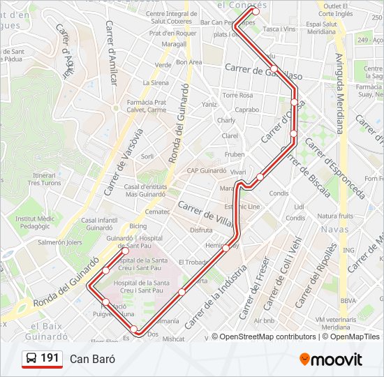 191 bus Line Map