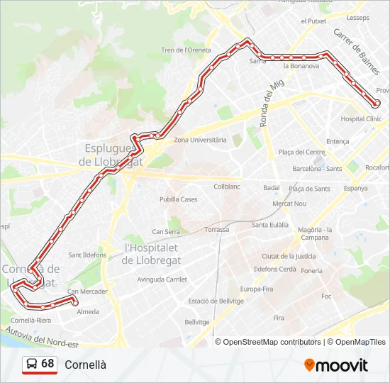 68 Bus Line Map