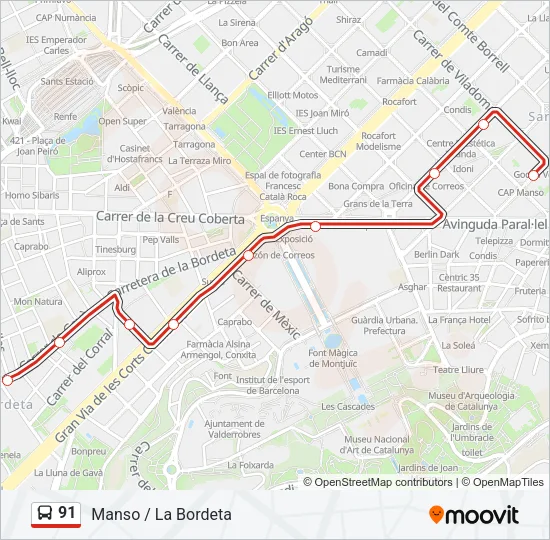 91 Bus Line Map