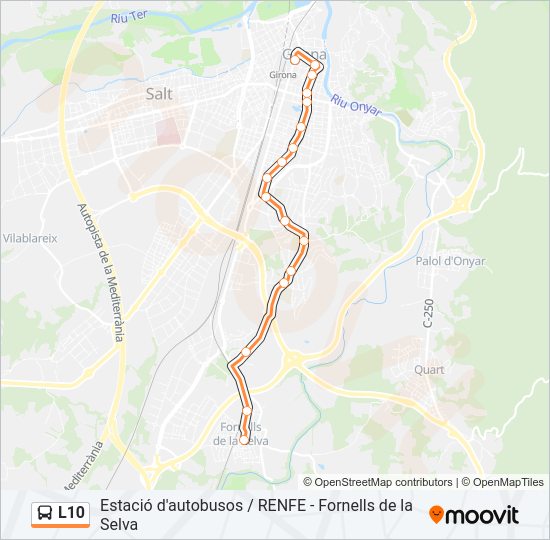 Mapa de L10 de autobús