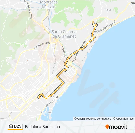 B25 Bus Line Map