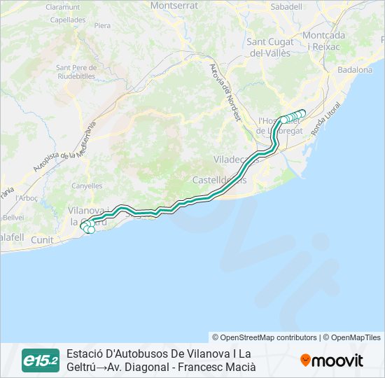 Mapa de E15.2 de autobús