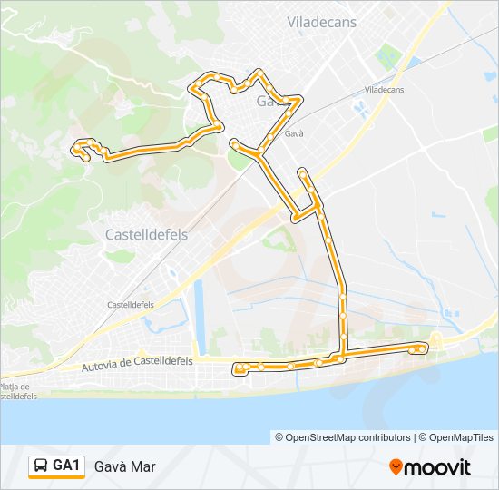 Mapa de GA1 de autobús
