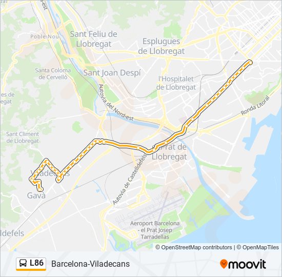 Mapa de L86 de autobús