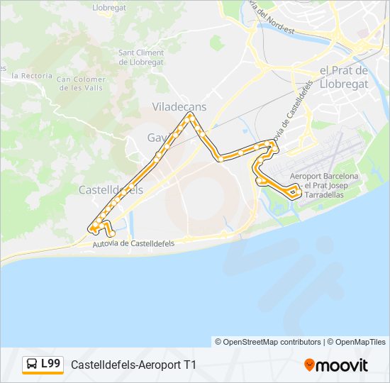 Mapa de L99 de autobús