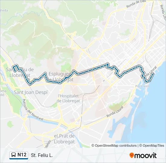 N12 Bus Line Map