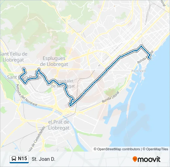 N15 Bus Line Map
