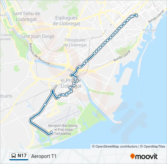 N17 Bus Line Map