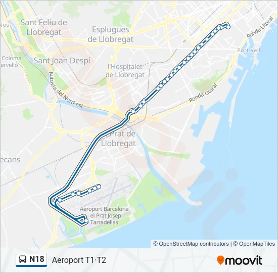 N18 Bus Line Map