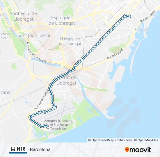 N18 Bus Line Map