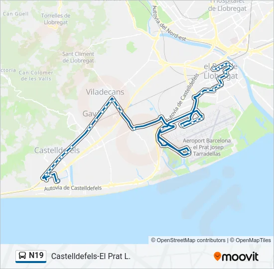 N19 Bus Line Map