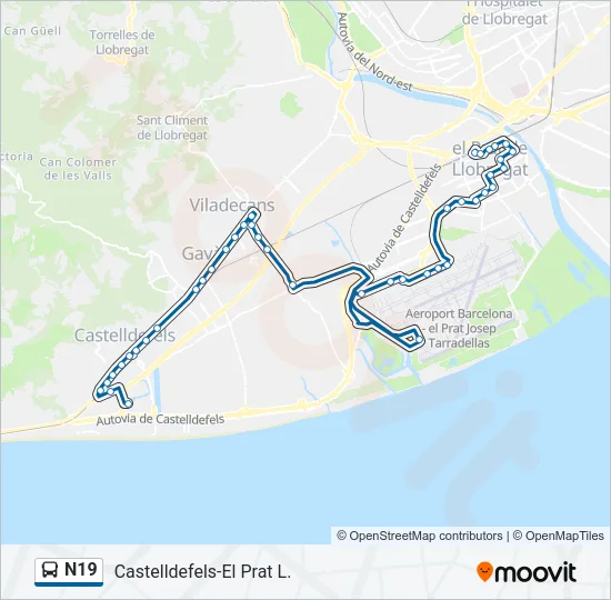 N19 Bus Line Map