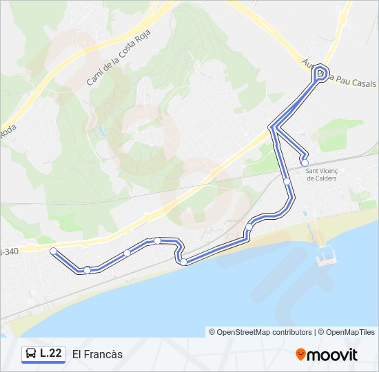 Mapa de L.22 de autobús