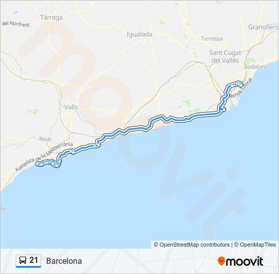 21 bus Line Map