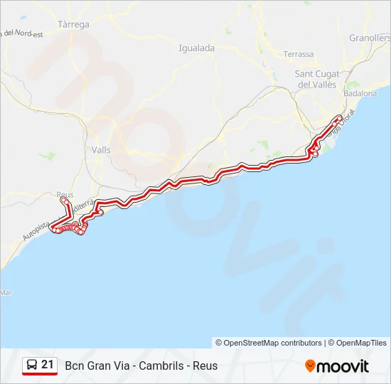 21 Bus Line Map