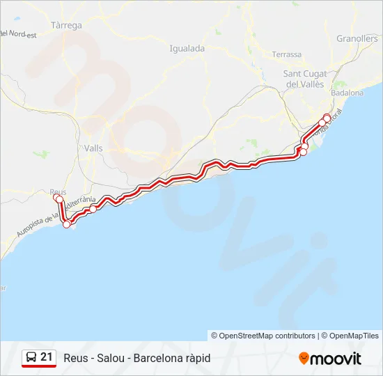 21 Bus Line Map