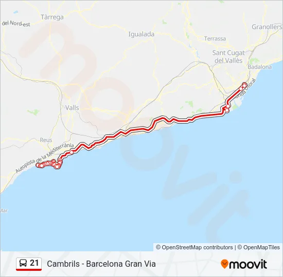 21 Bus Line Map