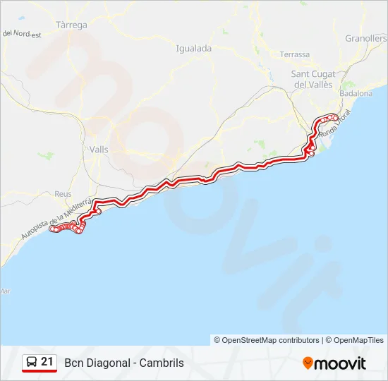 21 bus Mapa de línia