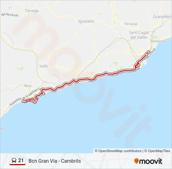 21 Bus Line Map