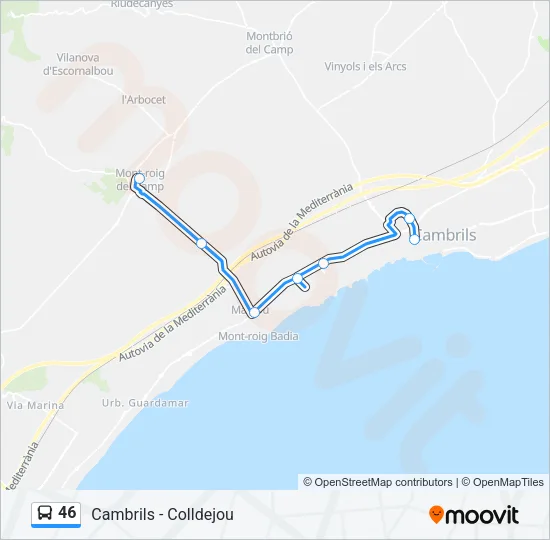 46 Bus Line Map