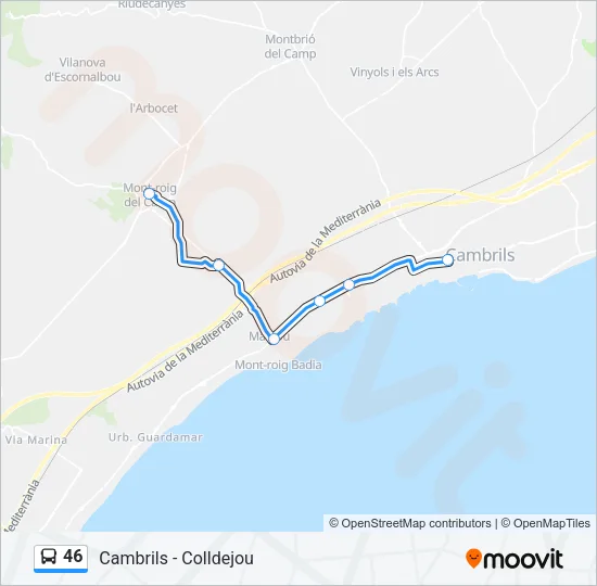 46 Bus Line Map