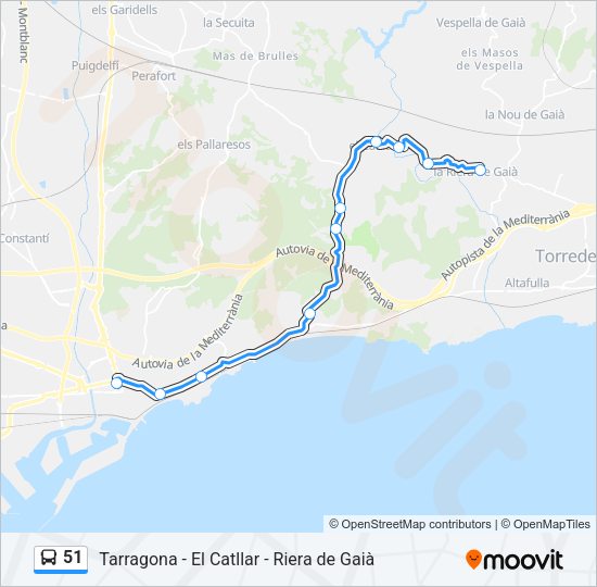 Mapa de 51 de autobús