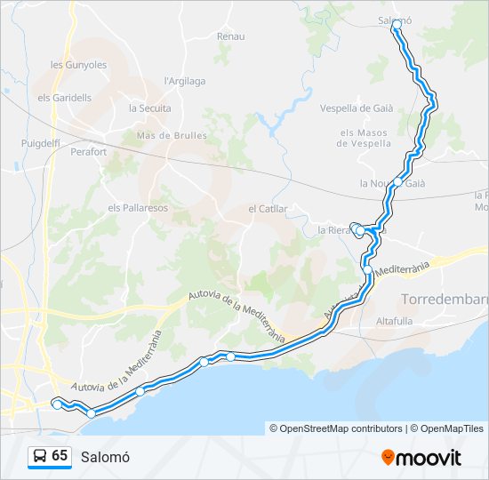 65 bus Line Map